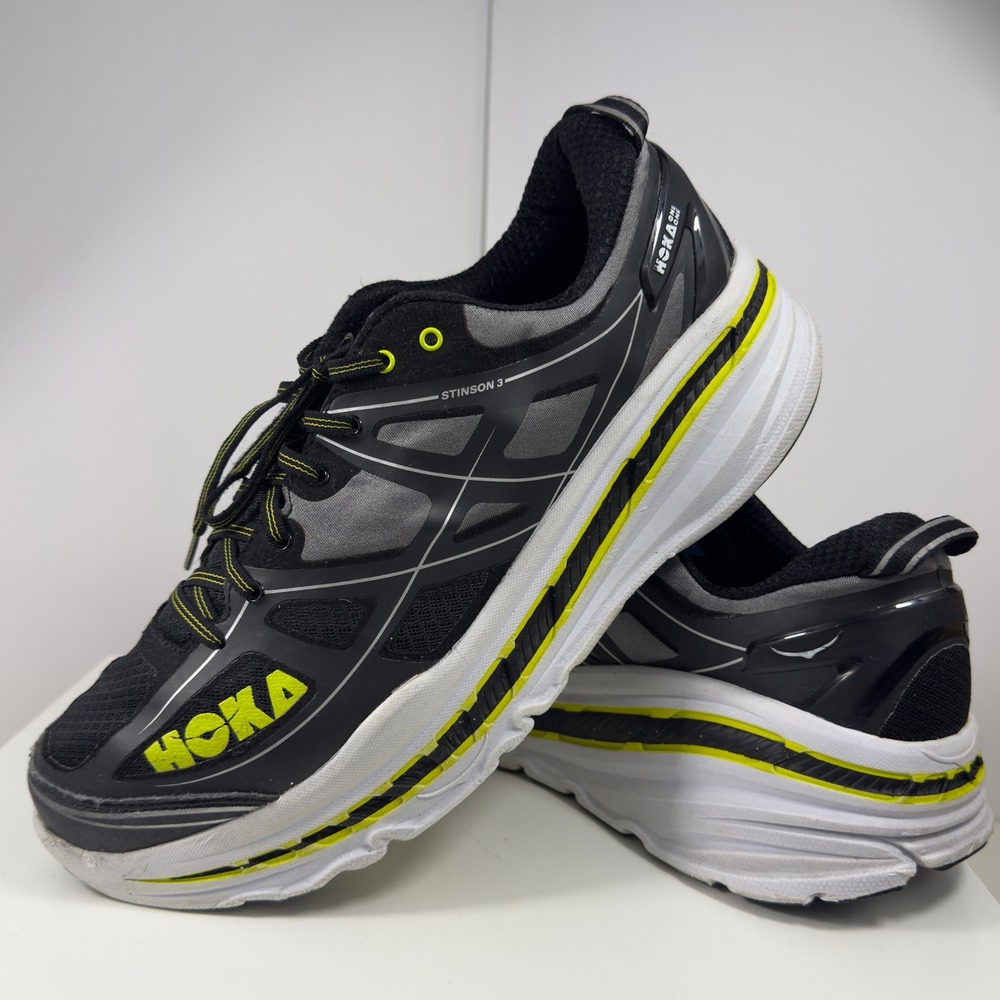 Hoka One One Stinson 3 Men Size 12.5 Black Anthracite Running Shoes 1009672